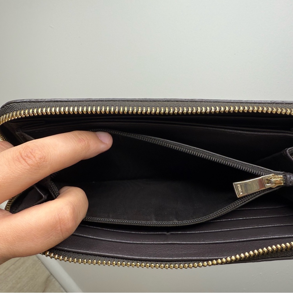 FURLA Snake Embossed Yellow Long Leather Wallet EUC - Picture 12 of 12